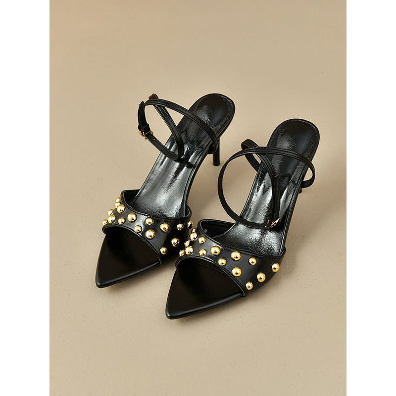 Damen elegante Slingback-Pumps mit goldenen Nieten EB
