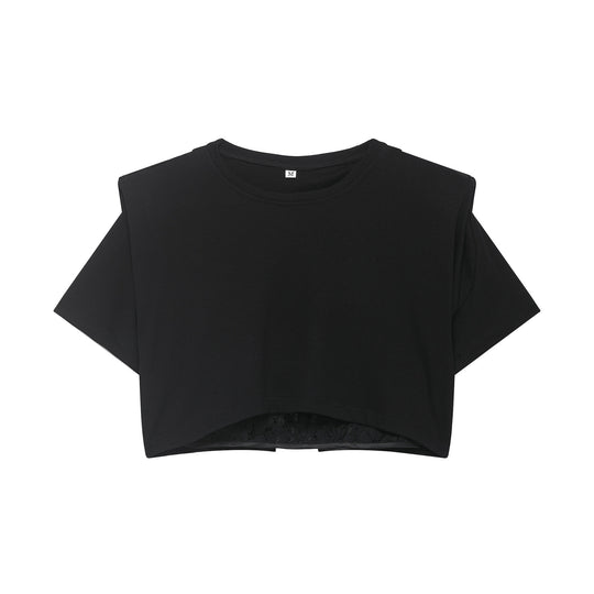 Damen Crop-T-Shirt mit eleganter Spitzenunterlage EB