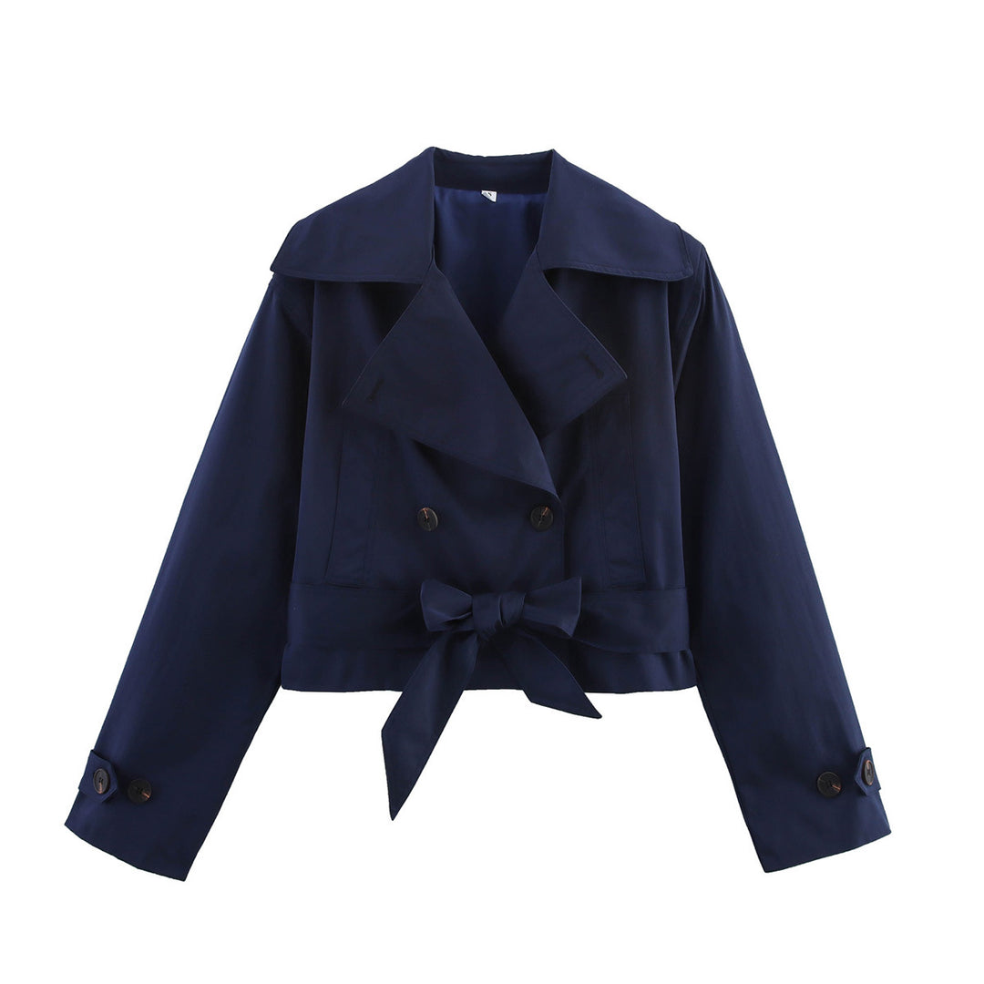 Damen kurze Trenchjacke mit eleganter Taillierung und praktischen Taschen EB