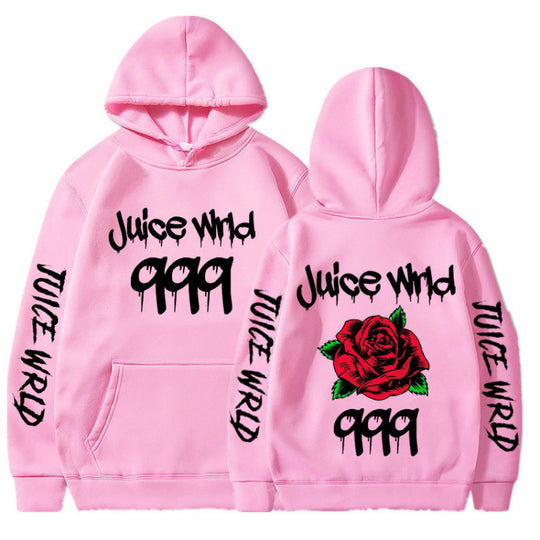 Damen Kapuzenpullover mit auffälligem Grafikdesign und romantischem Rosenmotiv EB