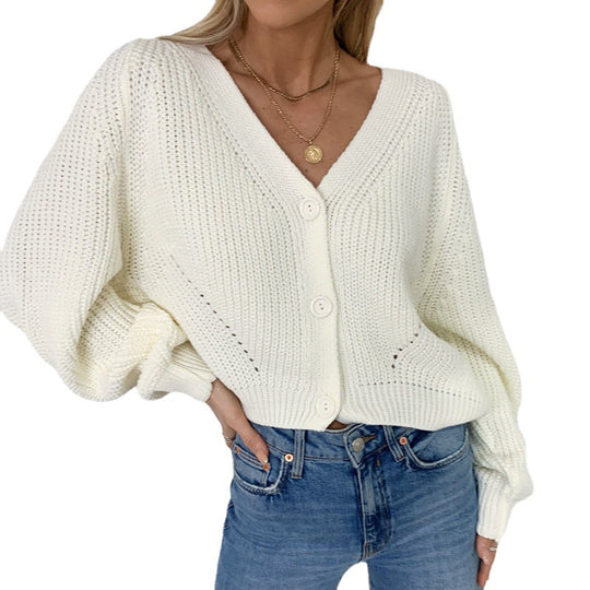 Damen Strickjacke mit oversized Schnitt und dekorativen Knopfdetails EB