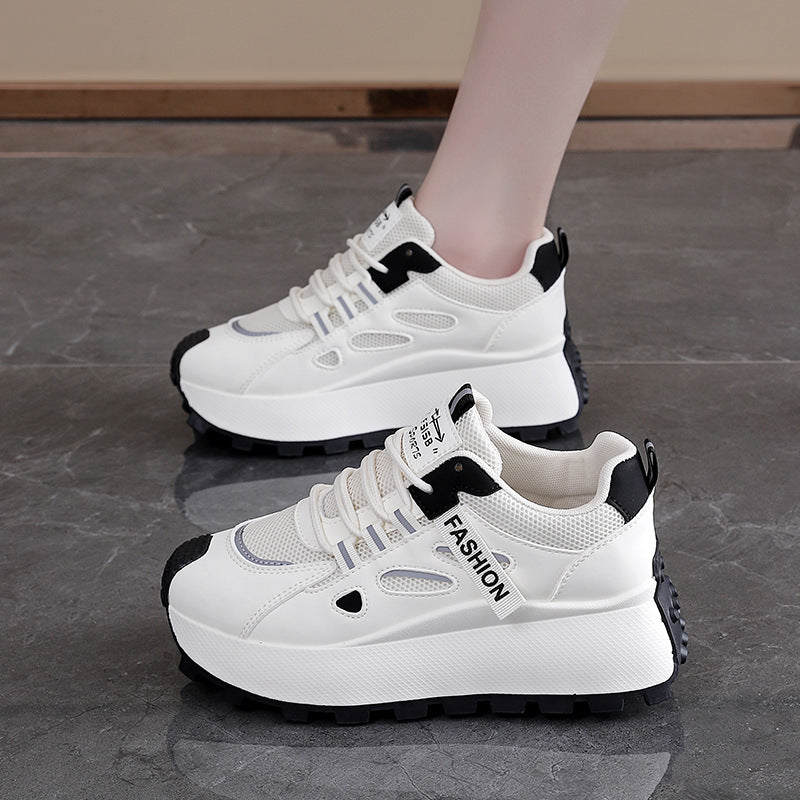 Damen Sneakers mit hohem Plateau und atmungsaktiver Mesh-Oberfläche EB