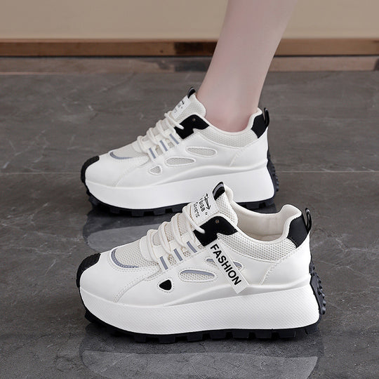 Damen Sneakers mit hohem Plateau und atmungsaktiver Mesh-Oberfläche EB