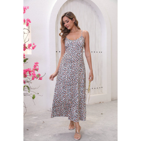 Damen Maxikleid im modernen Leoparden-Design mit lockerer Passform EB