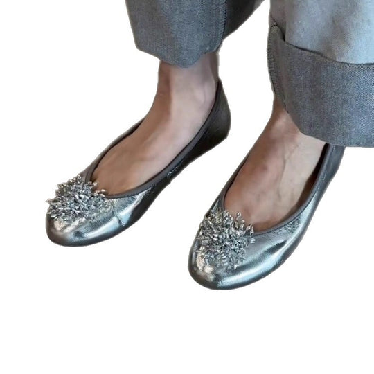Damen Ballerina mit luxuriösem Blütenakzent EB