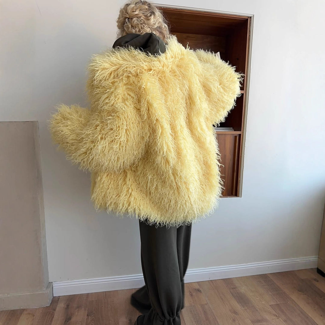 Damen Luxuriöse und flauschige Kunstpelzjacke EB