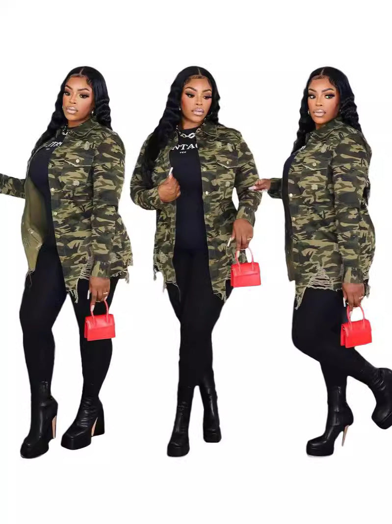 Damen modische Camouflage-Überwurfblick EB