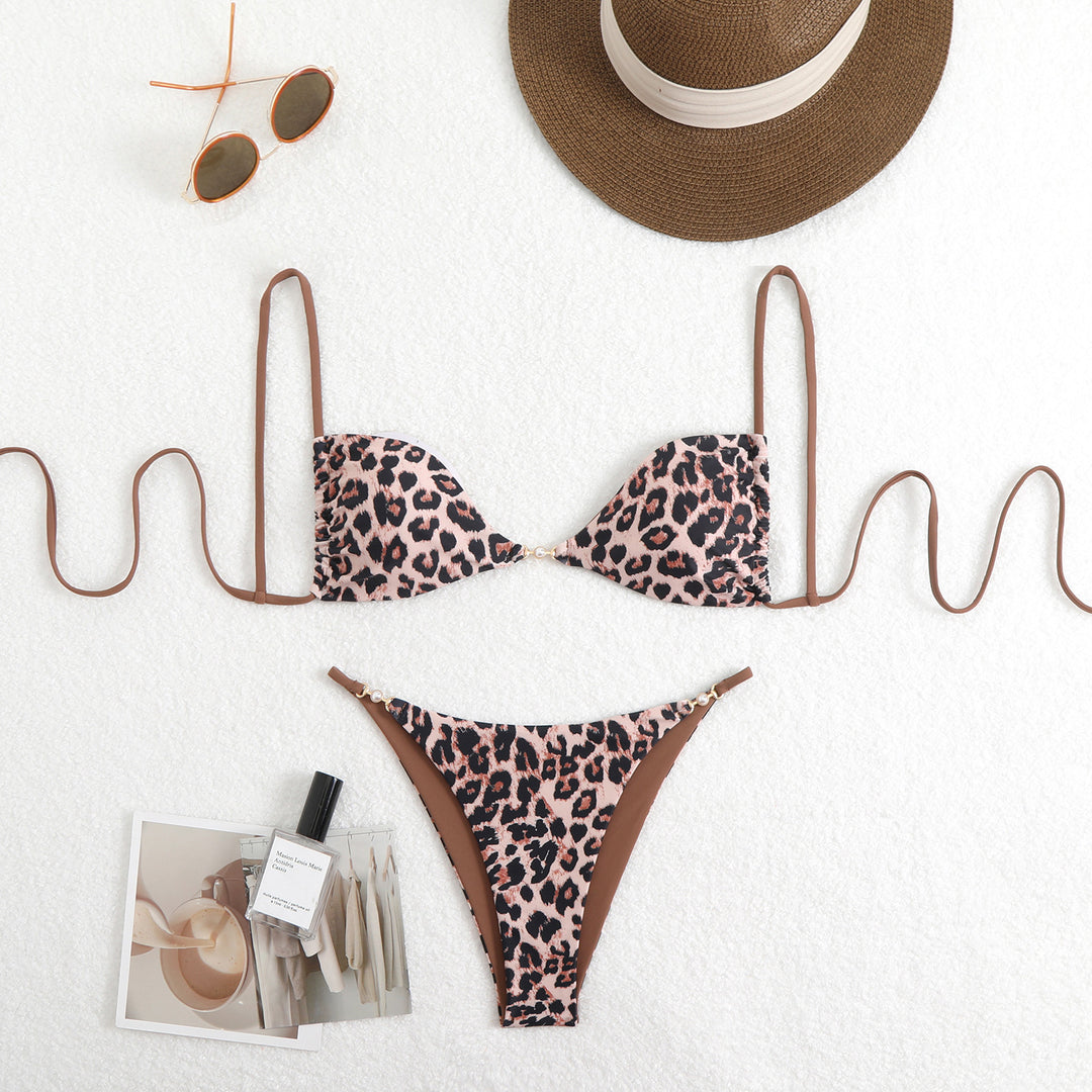 Damen Triangel-Bikini mit verstellbaren Trägern und elegantem Blumendruck EB