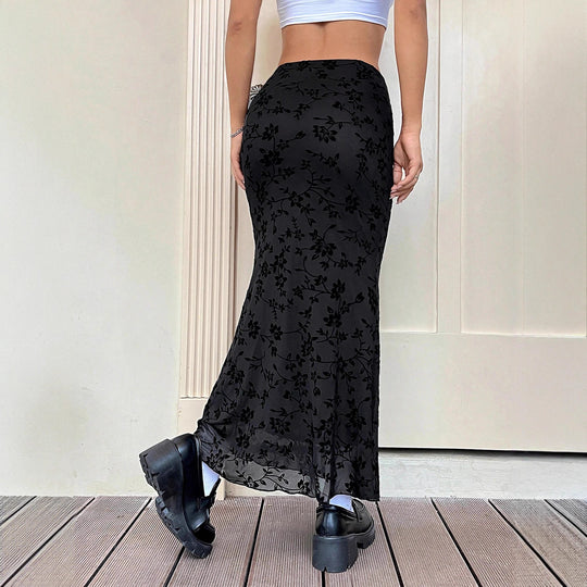 Damen Maxirock mit floralem Design und eleganter Silhouette EB