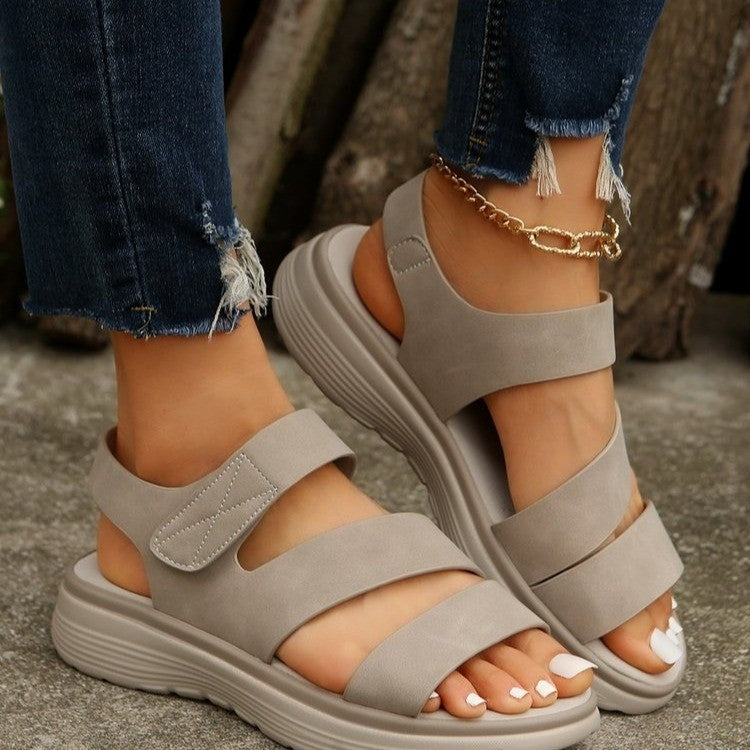 Damen Komfortable Plateau-Sandalen mit elastischen Riemen EB