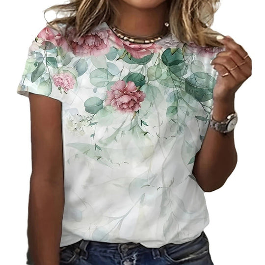 Damen T-Shirt mit floralem Design und modernem Schnitt EB