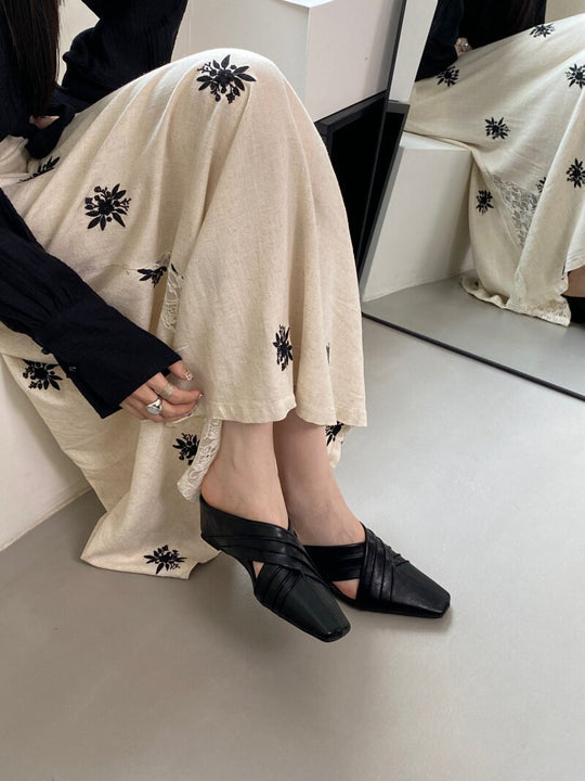 Damen elegante Mules mit geschwungenem Design EB