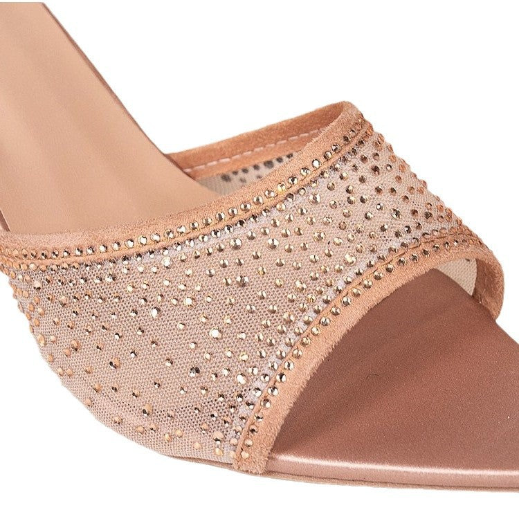 Damen Glamouröse Mules mit funkelnden Strass-Verzierungen EB