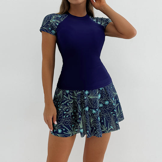 Damen Sportliches Schwimmdress mit floralem Rock EB