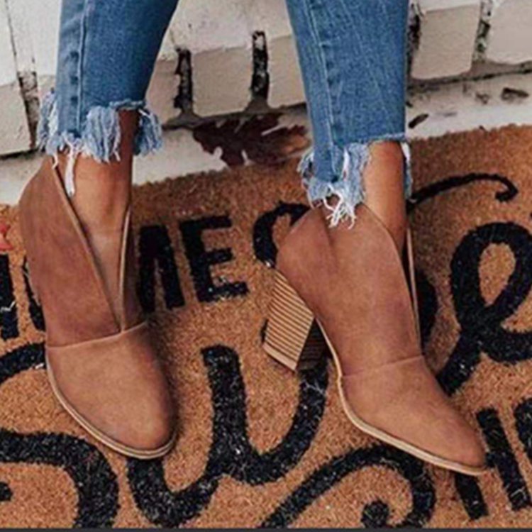 Damen modische Ankle Boots mit offenem Design und blockierendem Absatz EB