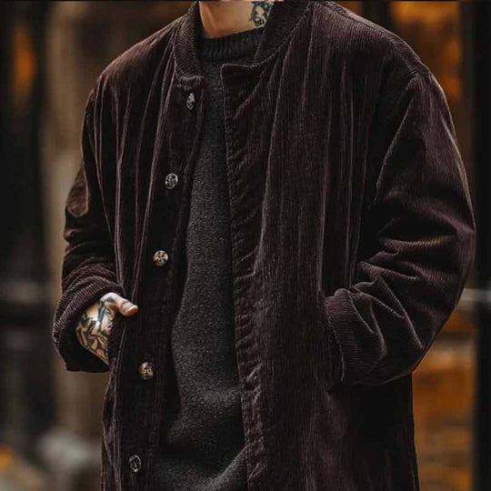 Herren Samtjacke mit Knopfverschluss und praktischen Taschen EB
