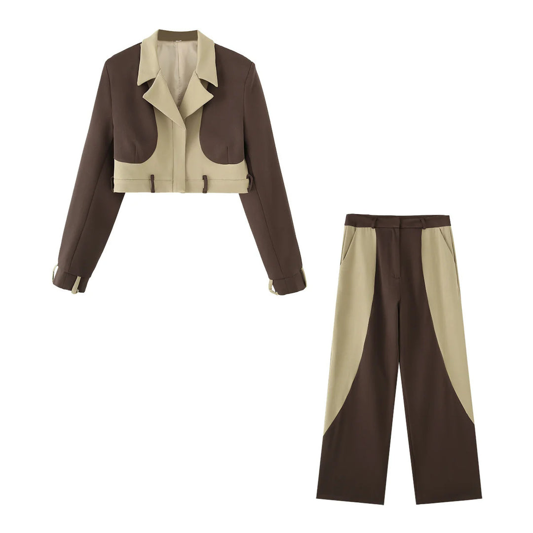 Damen cropped Blazer- und Hosen-Ensemble EB