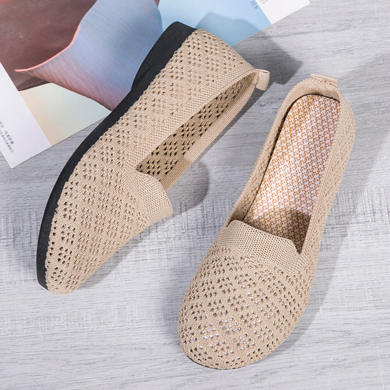 Damen atmungsaktive Slip-On Ballerinas aus luftdurchlässigem Material EB