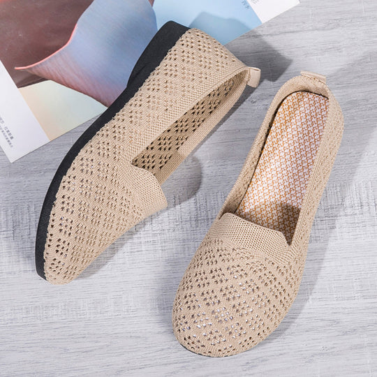 Damen atmungsaktive Slip-On Ballerinas aus luftdurchlässigem Material EB