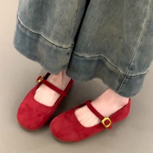 Damen elegante Ballerinas mit modischem Riemchen und komfortablem Fußbett EB