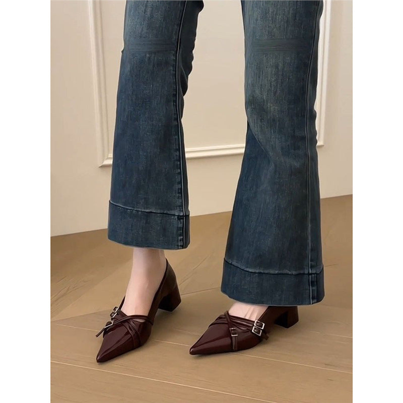 Damen elegante Stiletto-Pumps mit modischem Riemendesign EB