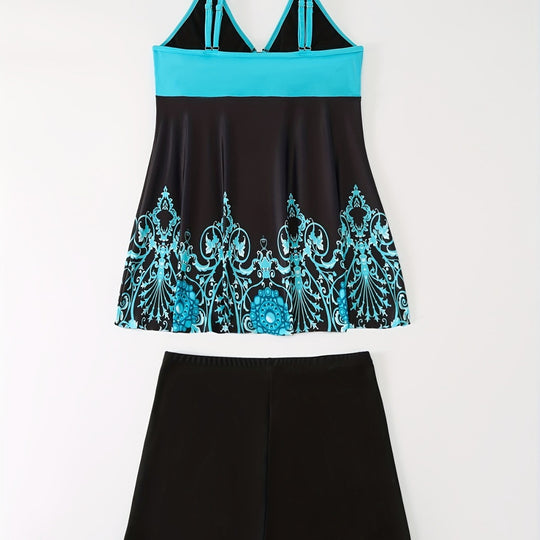 Damen Badeanzug-Set mit elegantem Muster und bequemen Shorts EB