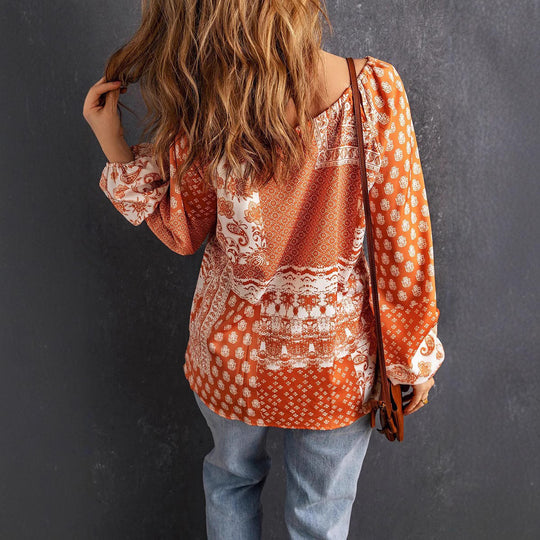 Damen lässiger Kapuzenpullover mit trendigem Paisleymuster EB