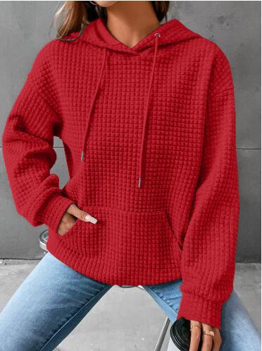 Damen lässiger Hoodie mit strukturierter Oberfläche und praktischer Kängurutasche EB