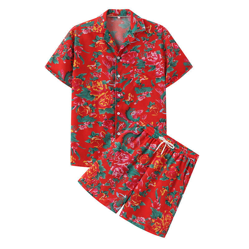 Damen Sommerliches Set mit floralem Kurzarmhemd und Shorts EB