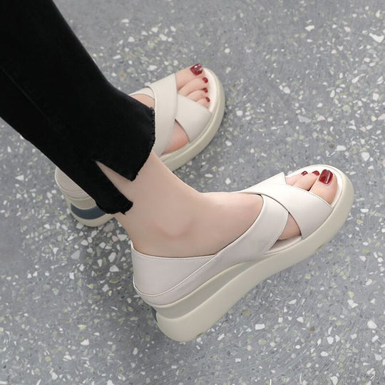 Damen Wedge-Sandalen mit geschlossenen Zehen und komfortablem Fußbett EB