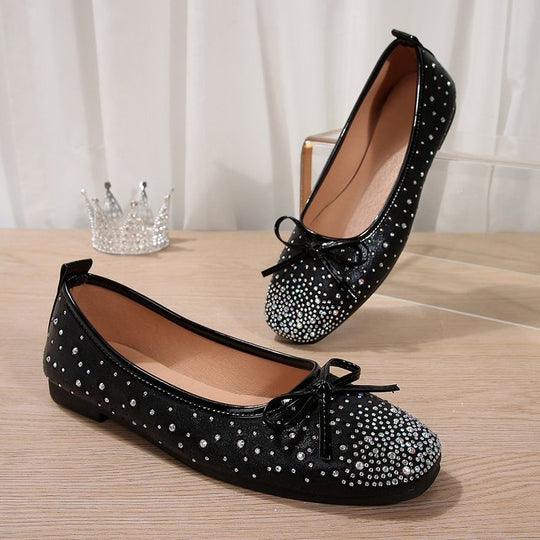 Damen Ballerinas mit funkelnden Strass-Applikationen EB