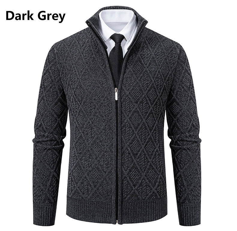 Herren modische Strickjacke mit grafischem Zipper-Design EB