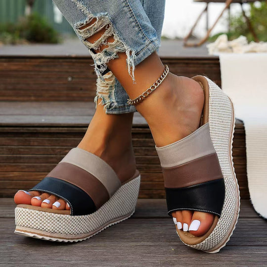 Damen Wedge-Sandalen mit geflochtenem und elastischem Riemen EB