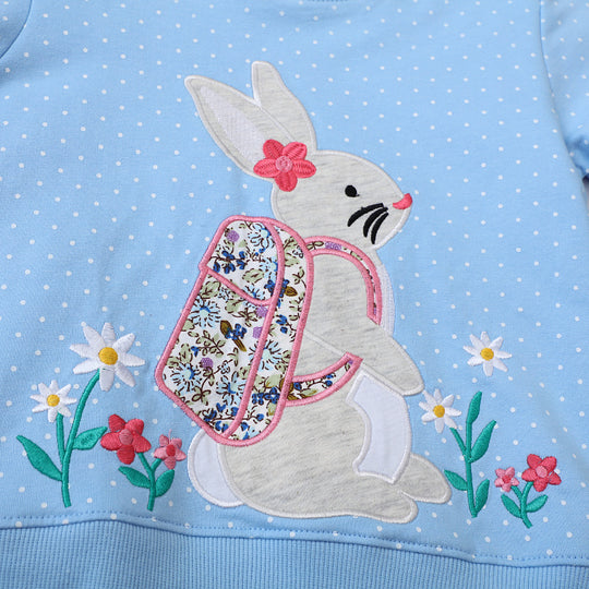 Mädchen Sweatshirt mit niedlichem Hasen- und Blumenmotiv EB
