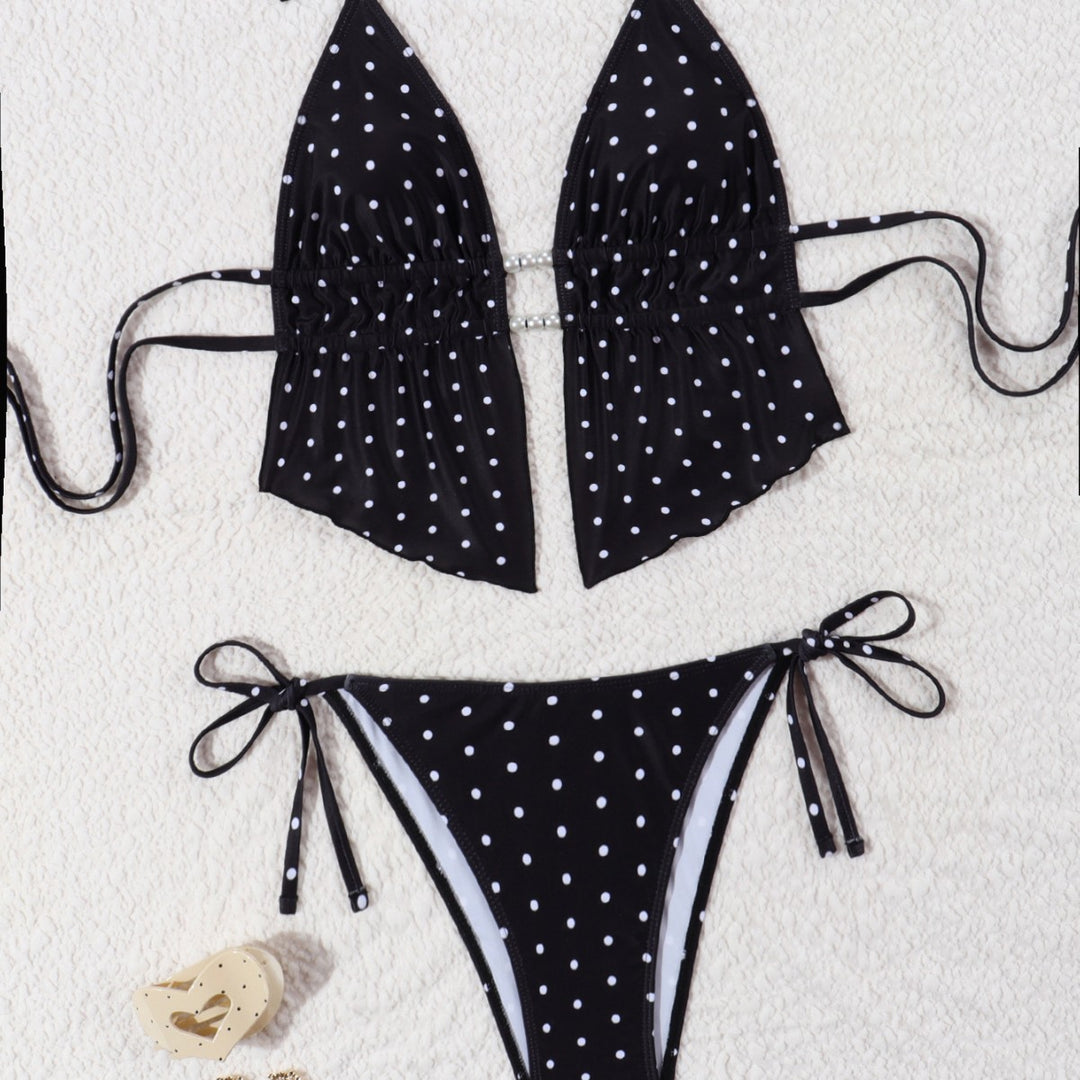 Damen Bikini-Set mit verspieltem Polka-Dot-Muster und verstellbaren Trägern EB