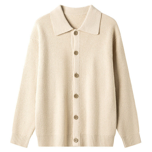 Damen Gemusterte Strickjacke mit Kragen und Knopfleiste EB