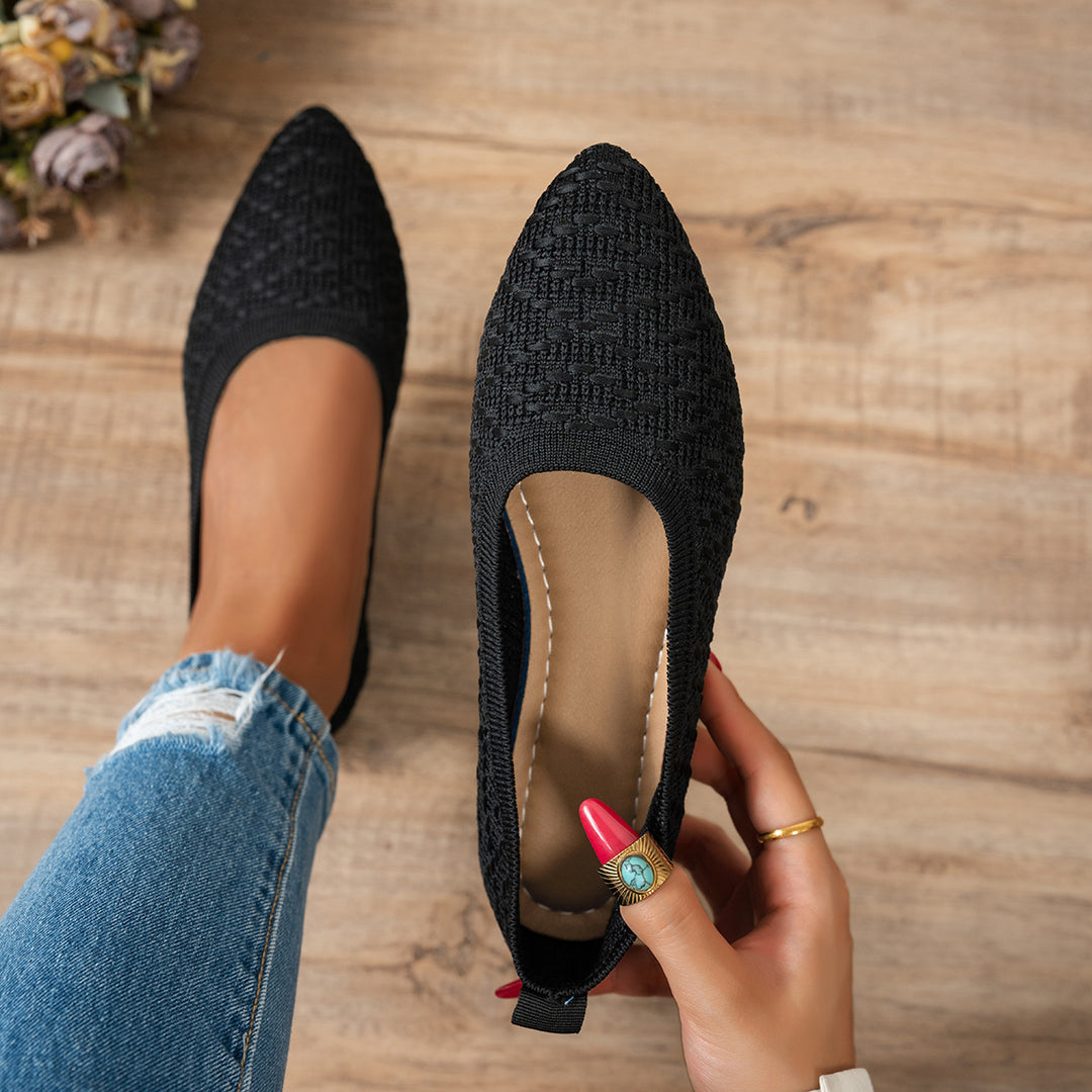 Damen spitze Ballerinas mit atmungsaktivem Obermaterial und flexiblem Fußbett EB