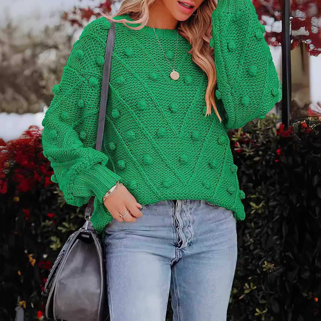 Damen stylischer Strickpullover mit strukturiertem 3D-Muster EB