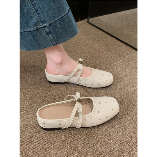 Damen elegante Ballerinas mit zierlicher Schleifenverzierung und funkelnden Akzenten EB