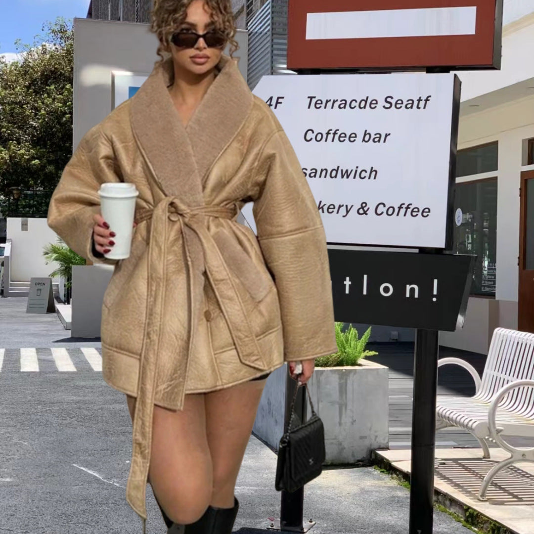 Damen Wickeljacke mit kuscheligem Kragen EB