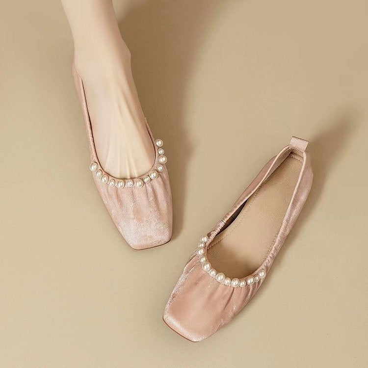 Damen elegante Ballerinas mit perlverziertem Design und komfortablem Fußbett EB