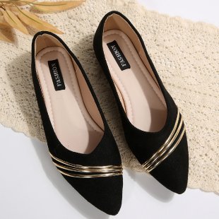 Damen elegante Ballerinas mit schimmernden goldenen Akzenten EB