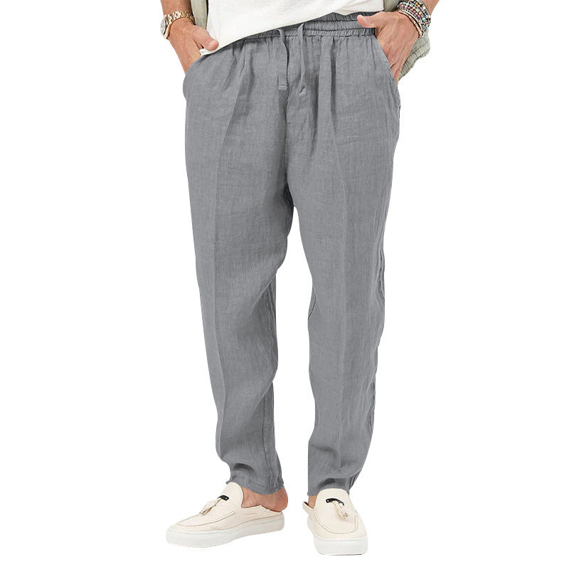 Herren Leichte Leinenhose mit elastischem Bund und praktischen Eingrifftaschen EB