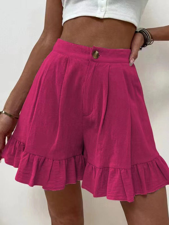 Damen Volant-Shorts mit elastischem Bund und seitlichen Taschen EB