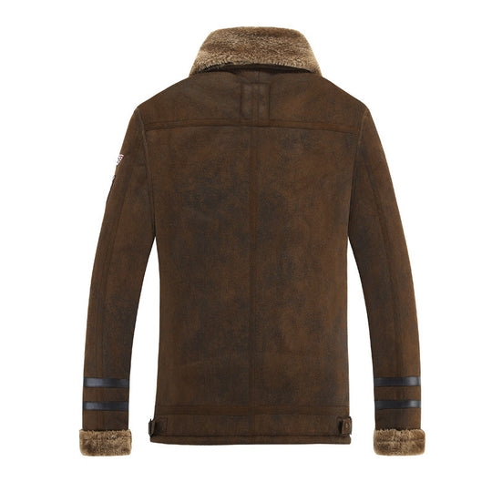 Herren Fliegerjacke mit Teddyfell-Futter und Lammfell-Optik EB