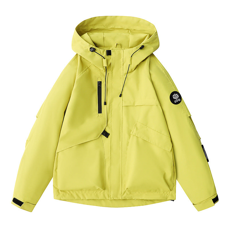 Herren wetterfeste Kapuzen-Fieldjacke mit multifunktionalen Taschen, verstellbarer Kapuze und Kinnschutz EB