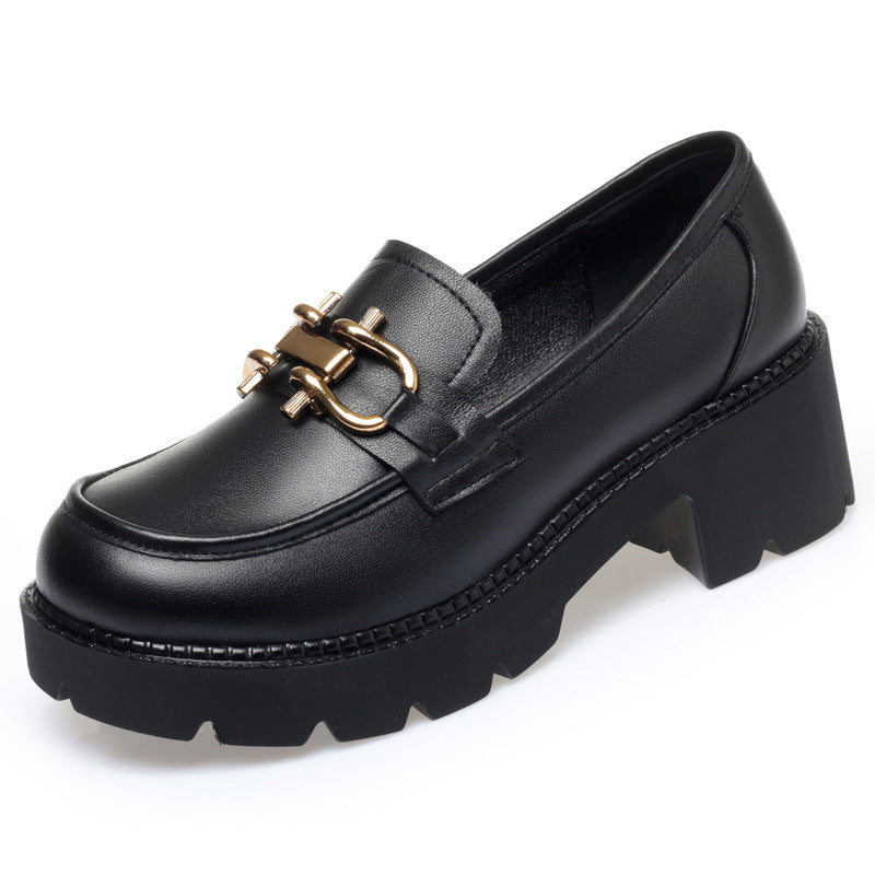 Damen Elegante Mokassins mit modischem Schmuckdetail und rutschfestem Blockabsatz EB