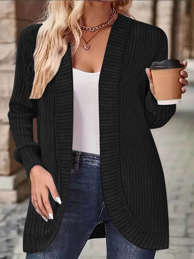 Damen Strickjacke im lässigen Longline-Stil mit modernen Rippendetails EB