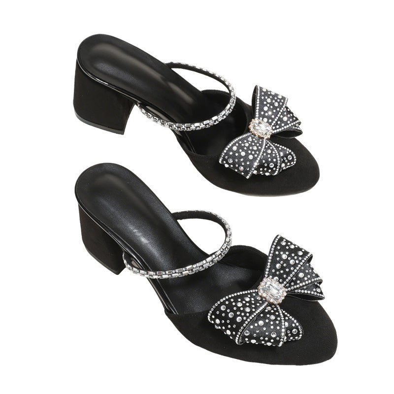 Damen Modische Slingback-Sandalen mit funkelnden Akzenten und Absatz EB