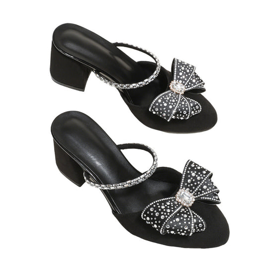 Damen Modische Slingback-Sandalen mit funkelnden Akzenten und Absatz EB